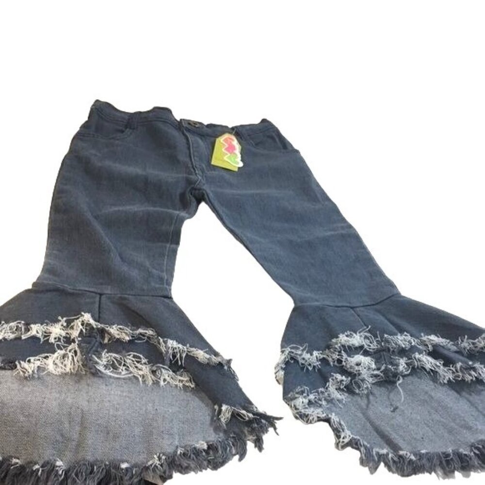 Sangami Girls Jeans Distressed Hi/Lo Hem Elastic Waist Zip/Button Size 6 NWT